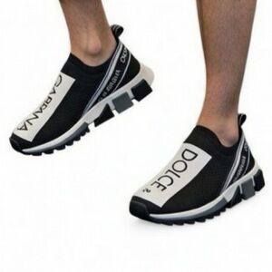 Dolce & Gabbana Black and White Slip On Sorrento Sneakers